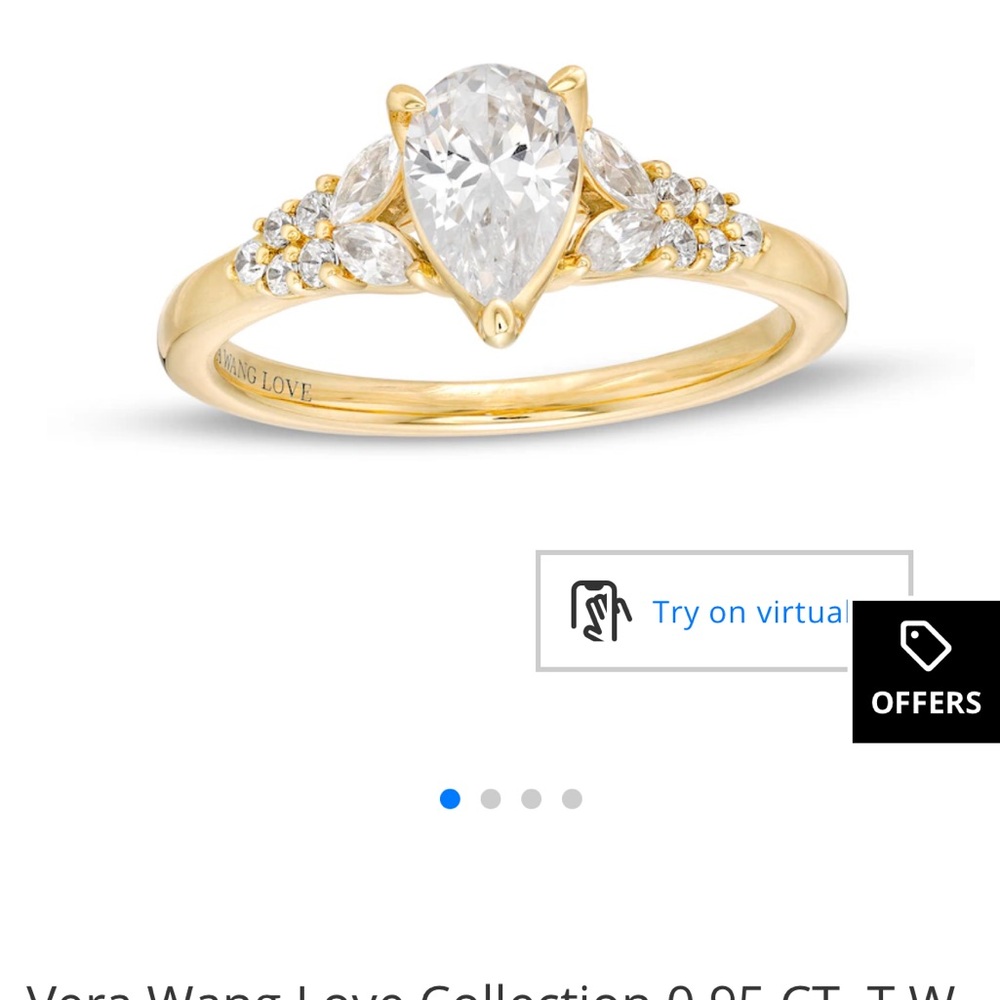 Vera Wang Gold Diamond  Teardrop Ring hidden sapphire